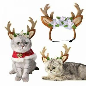 Christmas Pet Dog Cat Headwear Hat Costumes Antler Elk Reindeer Dress Up Party .