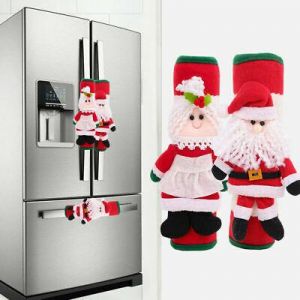 2Pcs Christmas Microwave Oven Fridge Door Handle Covers Christmas Decorations
