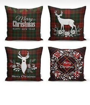 Cushion Covers With Christmas - New Year Theme - 4 small pillow cavers