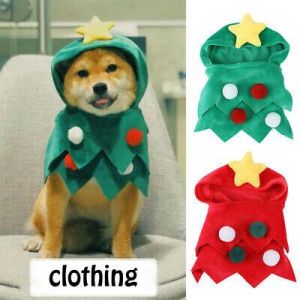 Pet Christmas Tree Costume Soft Cute Dogs Outfit Clothes Hoodie For Xmas Gift AU