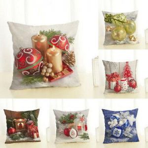 Fashion Luxury Shop Christmas 18" Pillow Case Christmas Ball Linen Cotton Home Decor Sofa Waist Cushion Cover
