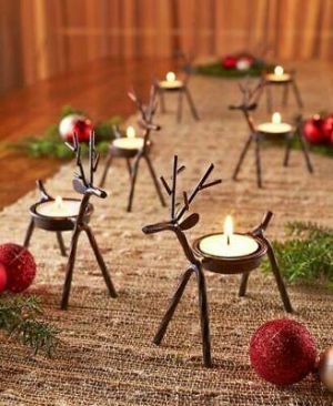 Christmas Reindeer Tea Light Holders Metal Rustic Home Decor Novelty Xmas 6x