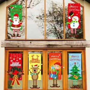 Fashion Luxury Shop Christmas Merry Christmas Ornament Santa Claus Banner Flag Door Window Hanging Xmas Deco