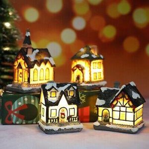 Fashion Luxury Shop Christmas LED Christmas House Fairy Village Scene Light Up Decoration Ornament Home Decor