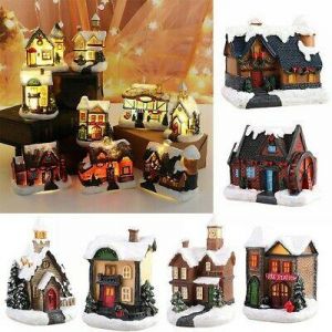 Fashion Luxury Shop Christmas Brightness LED Light Up Mini Village House Scene Christmas Decor Xmas Ornament