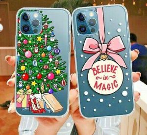Winter Design Silicone Phone Case Transparent Christmas Cover For iPhone 12 11