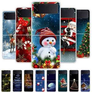 For Samsung Galaxy Z Flip3/Z Fold3 Christmas Painted PC Hard Clear Case Cover