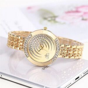 Fashion Woman&#039;s Watch Ladies Luxury Bracelet Quartz Crystal Gold  WristWatches