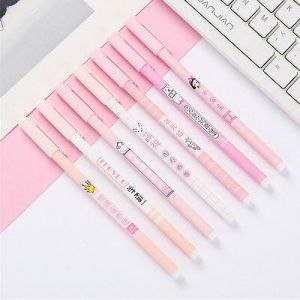 Fashion Luxury Shop office 6pcs Cute Cartoon Pink Kawaii Character Gel Ink Roller Ball Point Pen School Kid