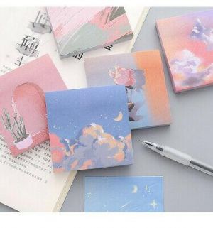 80 Sheets Landscape Paint Flowers Cute Sticky Notes Pad Floral Bookmarks Memo