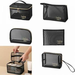 Capacity Makeup Pouch Travel Storage Case Mesh Cosmetic Bag Toiletry Organizer
