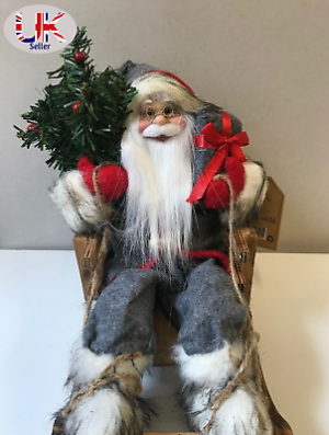 Christmas Woodland Santa Claus on Sleigh Heritage Xmas Decoration Fireplace