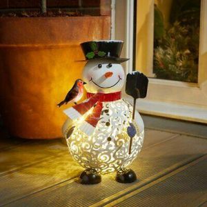 Christmas Snowman Light LED Metal Ornament Figurine Decoration Xmas Pre-Lit