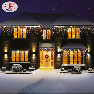 Icicle Snowing Lights Christmas Xmas House Outdoor Fairy Effect Decor Outside