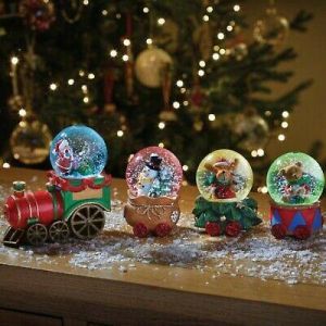 Christmas Santa Snow Globe Train Light Figures Decoration Ornament Novelty Xmas
