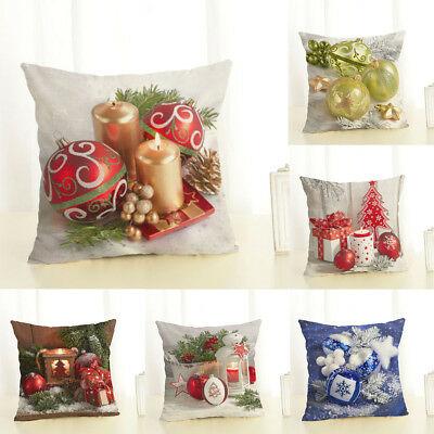 Fashion Luxury Shop Christmas 18" Pillow Case Christmas Ball Linen Cotton Home Decor Sofa Waist Cushion Cover