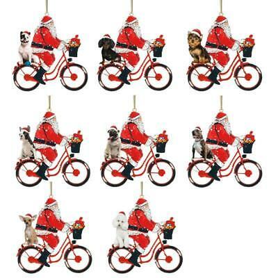 Fashion Luxury Shop Christmas Christmas Tree Hanging Ornament Santa Claus Riding Bike with Puppy Statue Decor